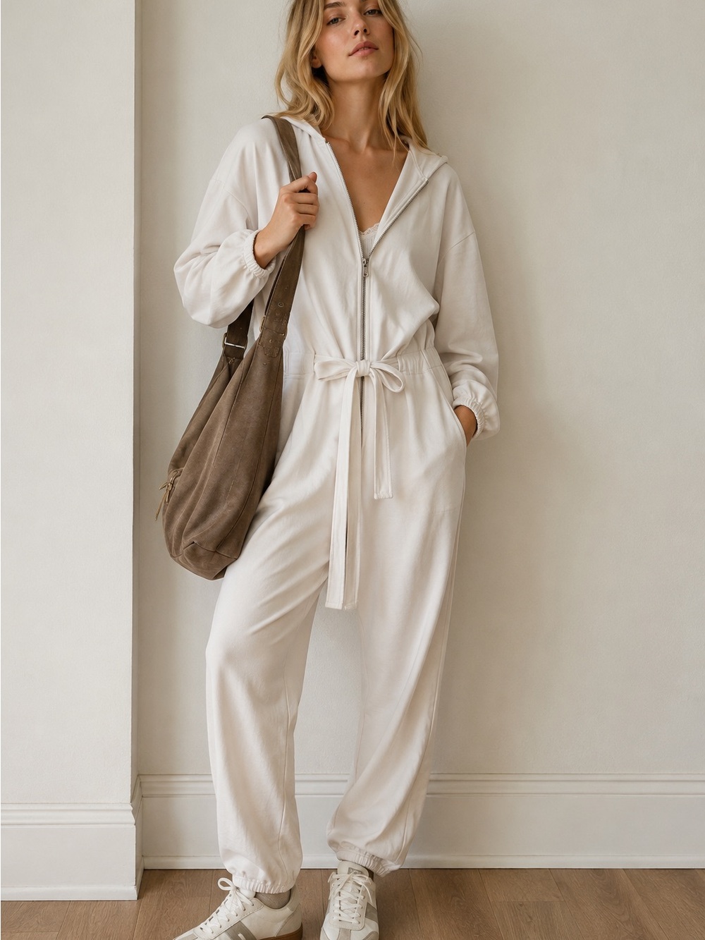 Free People One in a Million Zip-Front Jumpsuit with Waist Tie